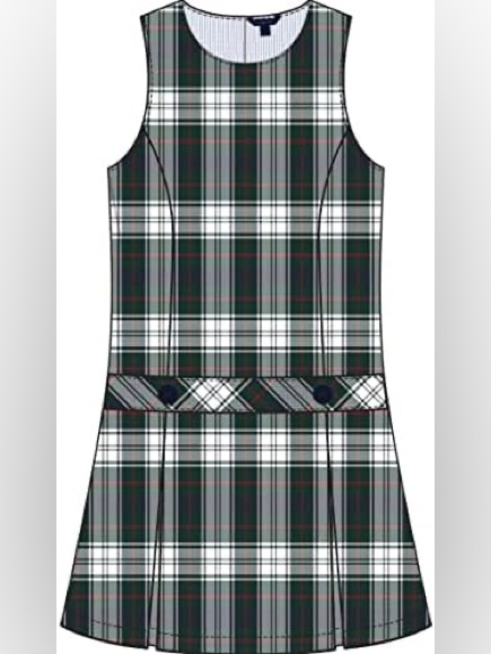 Tommy Hilfiger Green and White Plaid Sleeveless Girls uniform Dress